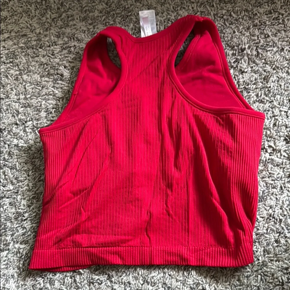 Red Ribbed Tank Top - Picture 2 of 2